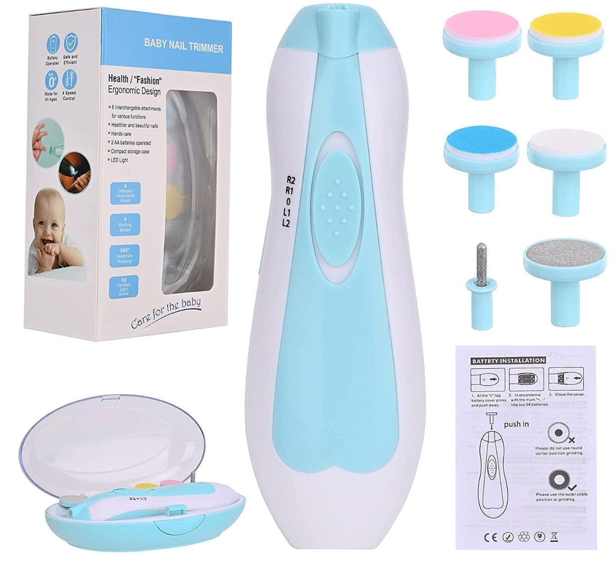Baby Nail Trimmer For New Born 0-6 Months With Multiple Filer Heads